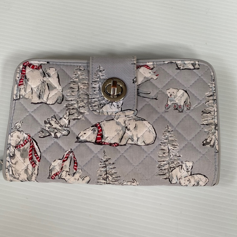 Vera Bradley RFDI Turn Lock Zip Around Wallet in Beary Merry